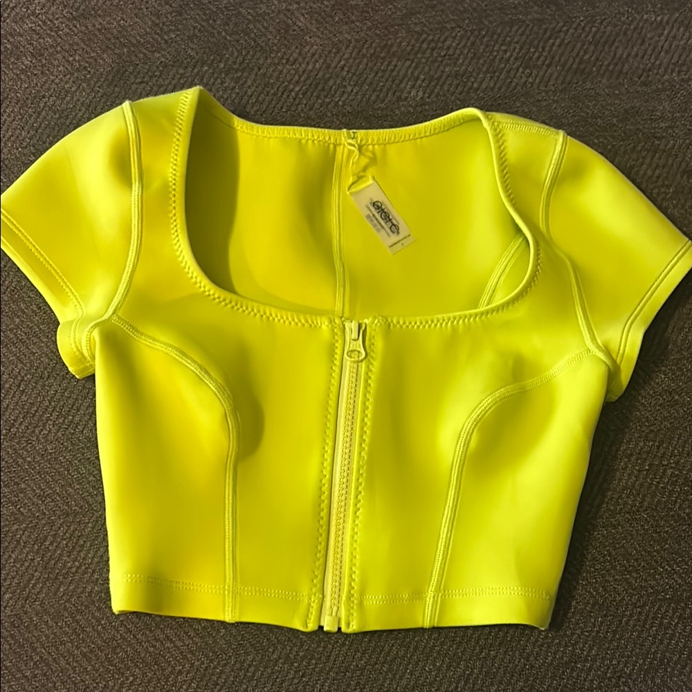 Gigi c Maci swim fro top Neon green  Zip-Up like new